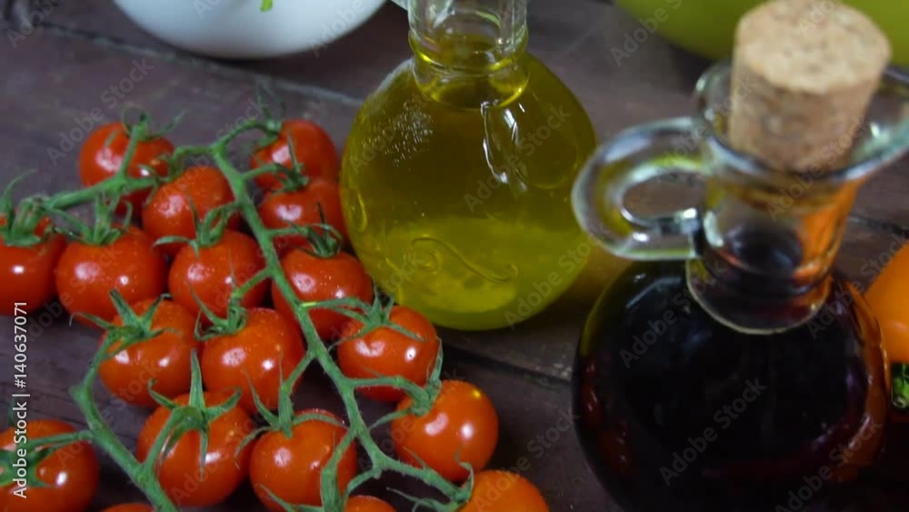 preparing fresh vegetable salad. Slow motion preparing fresh vegetable salad. Slow motion
