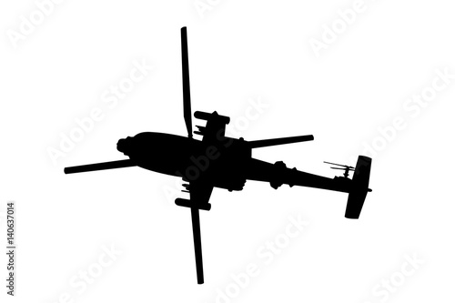 helicopter gunship silhouette illustration on white