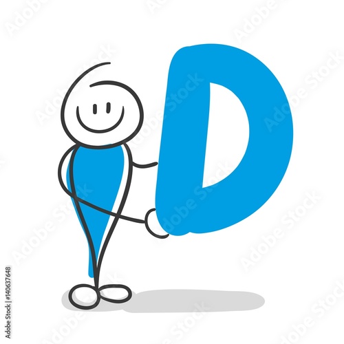 Stick Figure Series Blue / Alphabet D