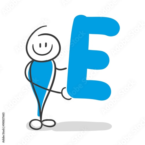 Stick Figure Series Blue / Alphabet E photo