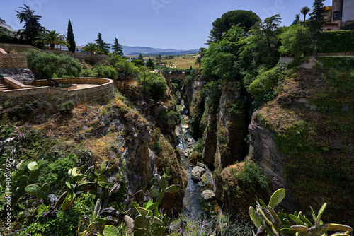 View down to the Puente Viejo in Ronda, Andalusia, Spain