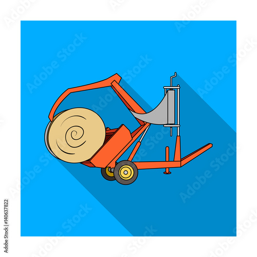 Modern agricultural machinery for  of hay and rolling circles.Agricultural Machinery single icon in flat style vector symbol stock illustration.