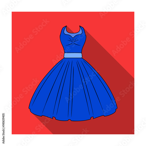 White fluffy wedding dress for a girl. Wedding wear.Women clothing single icon in flat style vector symbol stock illustration.