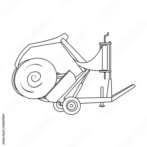 Modern agricultural machinery for  of hay and rolling circles.Agricultural Machinery single icon in outline style vector symbol stock illustration.
