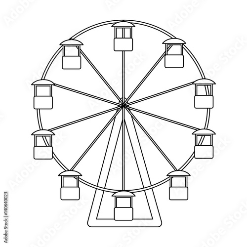 The wheel is in the amusement park. Slow attraction to explore the city.Amusement park single icon in outline style vector symbol stock illustration.