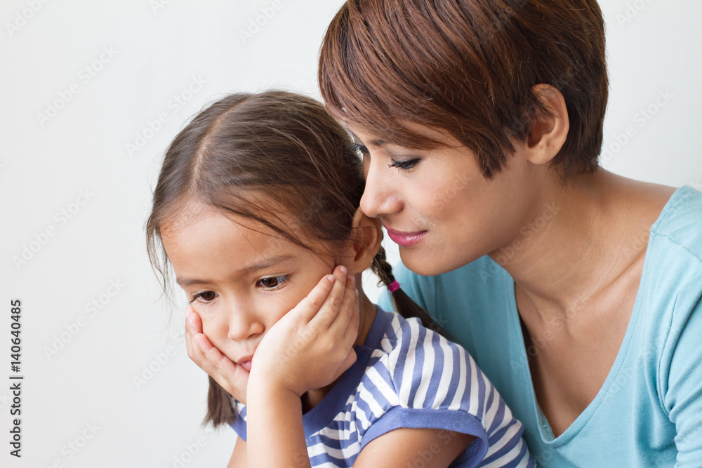 sad daughter and understanding mother, good family life sad daughter and understanding mother, good family life