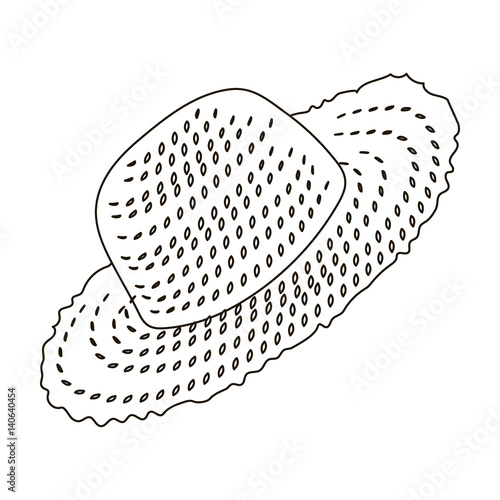 Straw hat for gardener. Headpiece for protection of the sun.Farm and gardening single icon in outline style vector symbol stock illustration.
