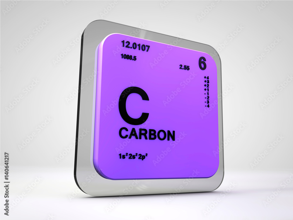 Carbon - C - chemical element periodic table 3d render Carbon - C - chemical element periodic table 3d render