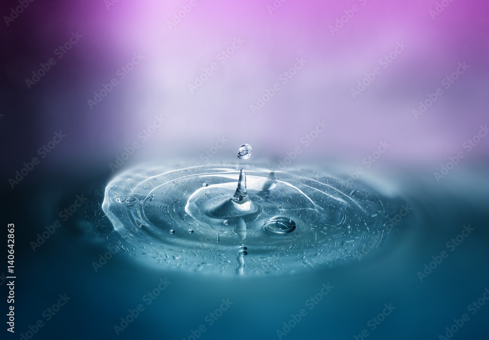 Water drop, crown and splash