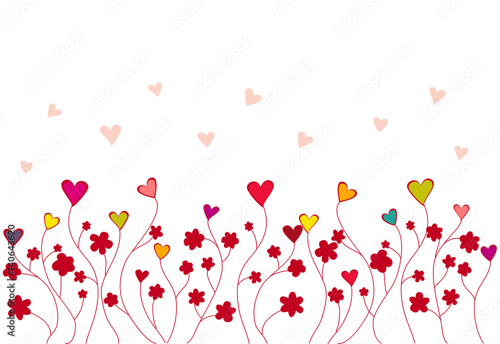 Abstract background of flowers and hearts Abstract background of flowers and hearts