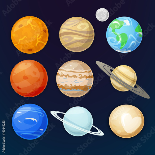 Planets of the solar system, vector illustration