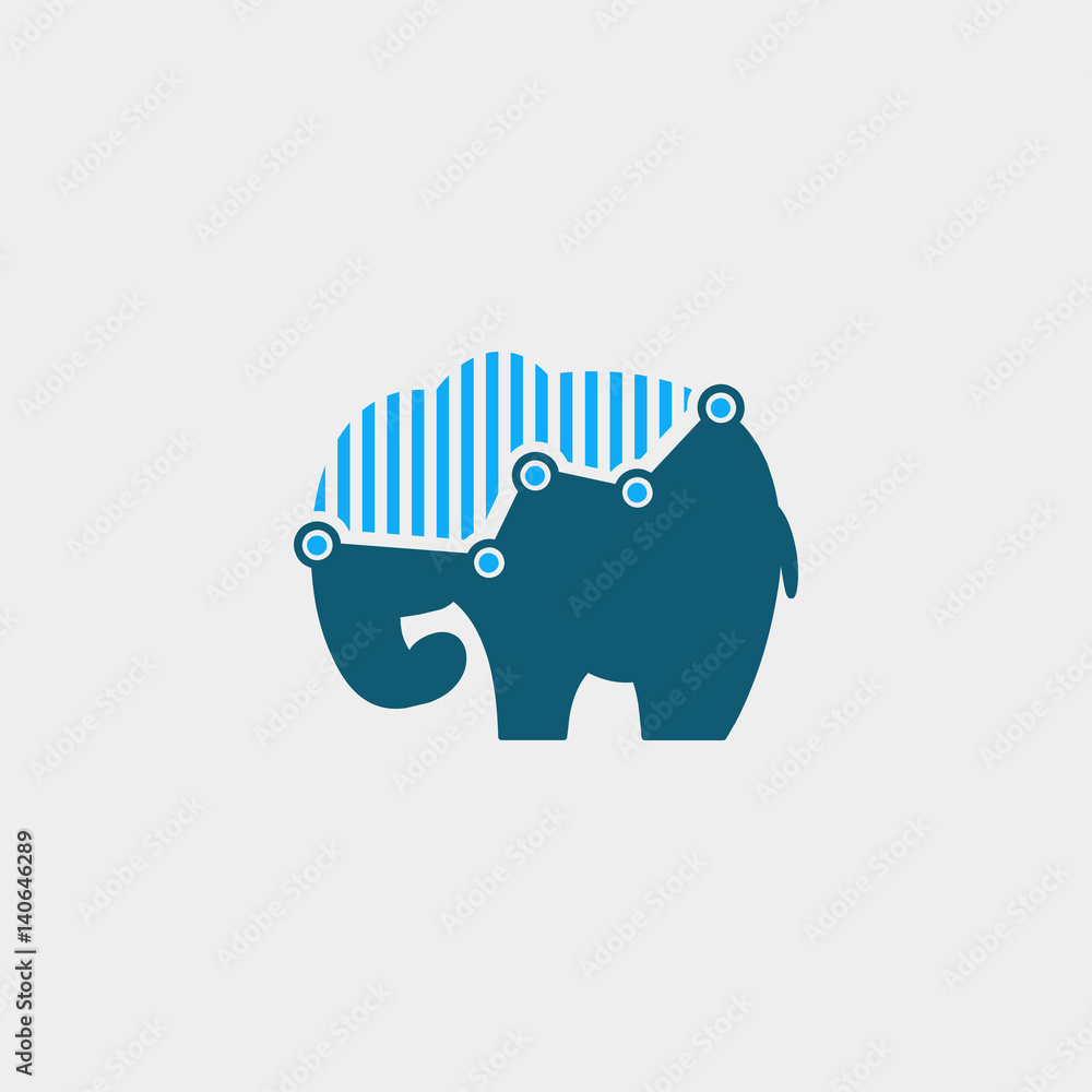 Naklejka premium circus elephant finance logo. animal logo with statistic concept