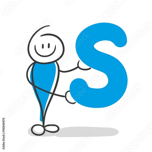 Stick Figure Series Blue / Alphabet S