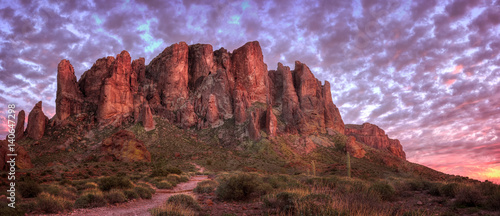 Lost Dutchman State Park - Superstition Mountains at Sunset photo