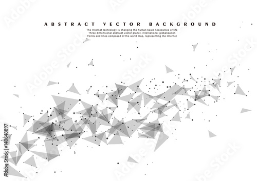 Abstract Polygonal Space Gray Background with Connecting Dots and Lines photo