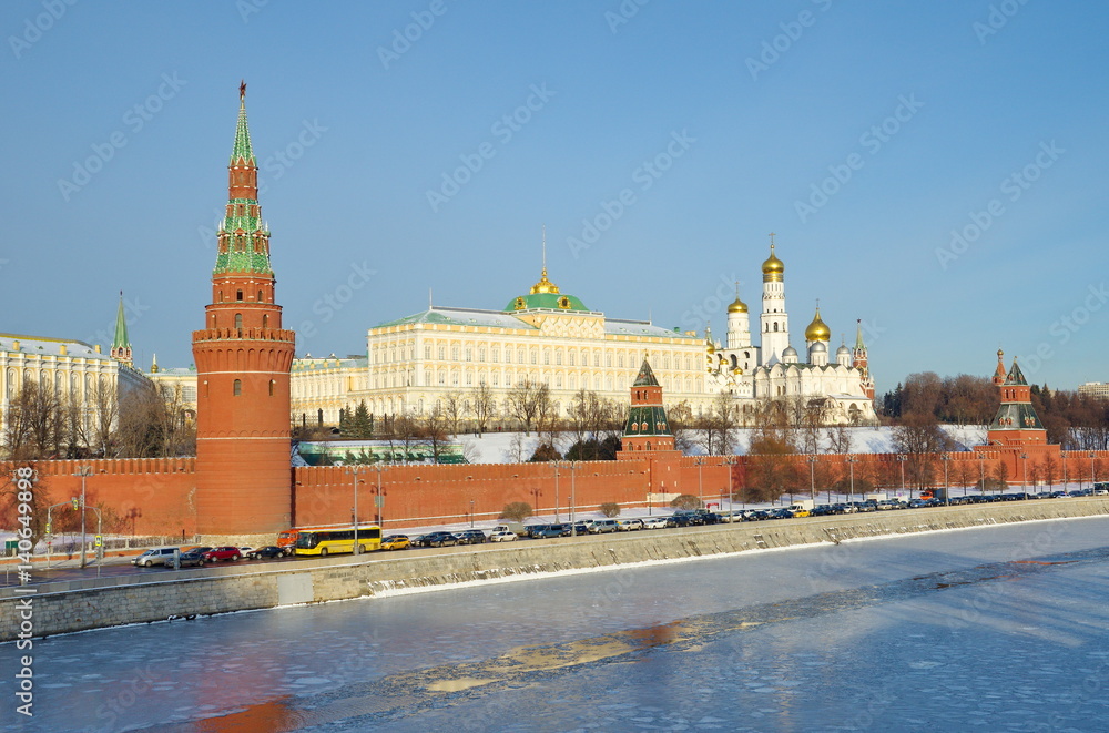 Winter view of the Moscow Kremlin and the Kremlin embankment