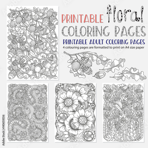 Set of printable adult coloring pages.
