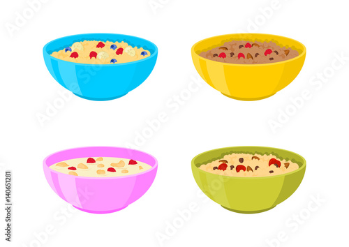 Vector bowl with porridge set.