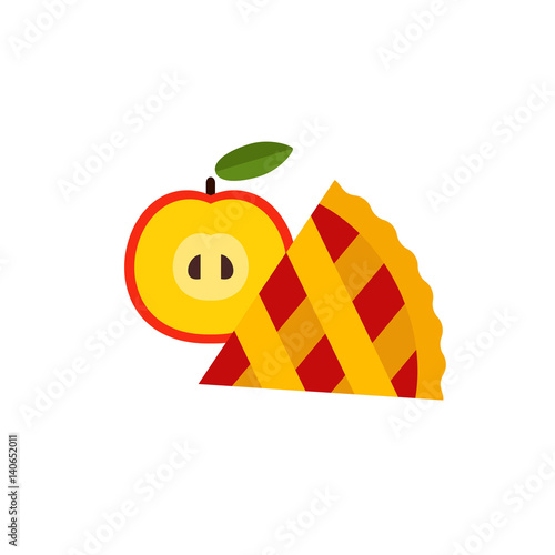 Apple pie slice with fruit icon
