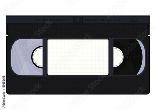 Front of VHS video cassette. Flat vector.