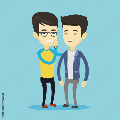 One man whispering to another secret.