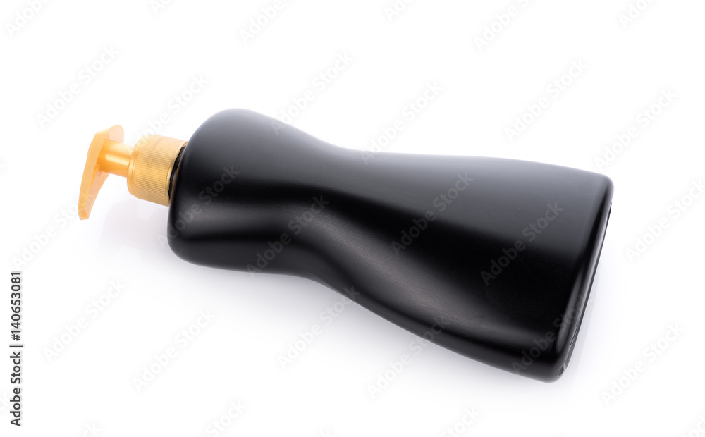 Plastic push black Bottle on white background Plastic push black Bottle on white background