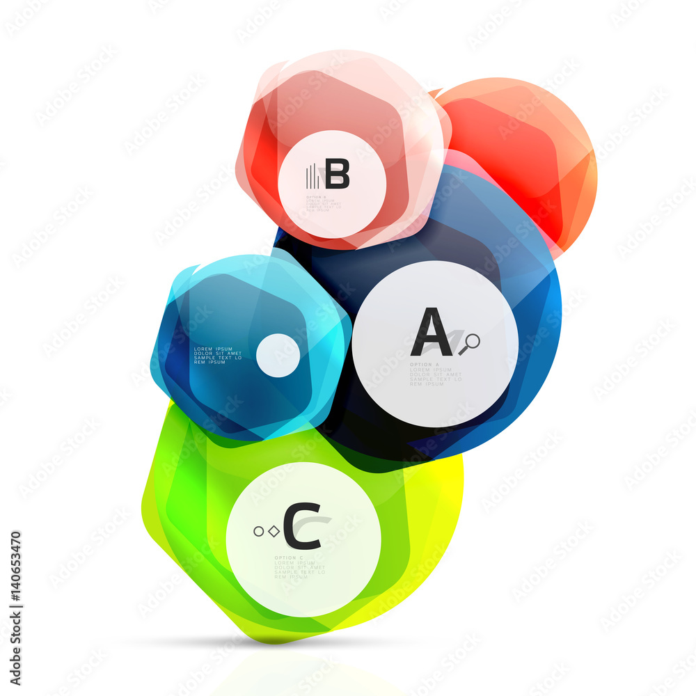 Shiny hexagons with infographics options Shiny hexagons with infographics options