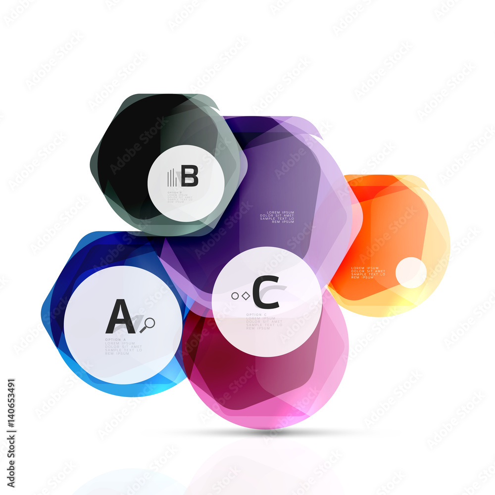 Shiny hexagons with infographics options Shiny hexagons with infographics options
