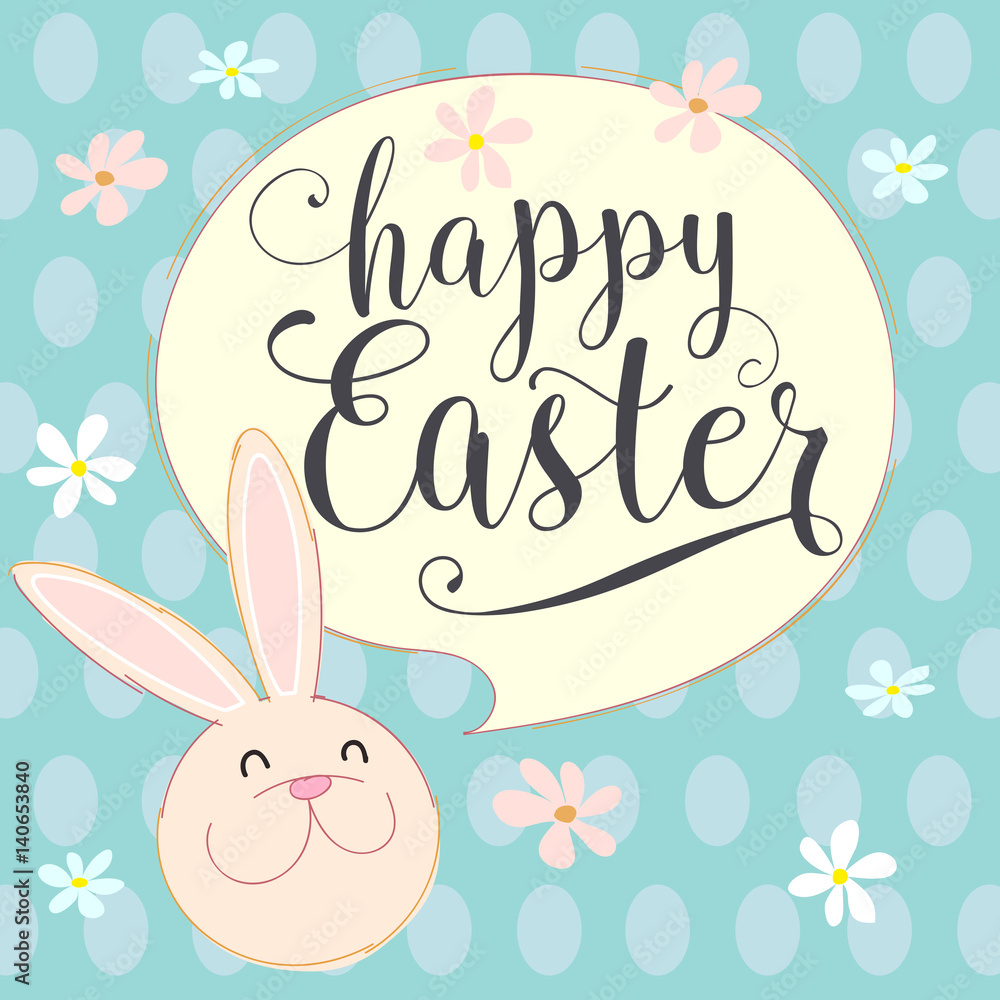 happy easter with bunny. Hand made vector illustration