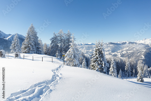 Schneespur in den Alpen
