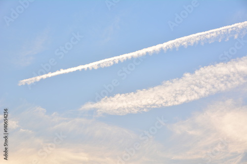 Sky and cloud, clear blue sky with plain white cloud with space for text © krisana