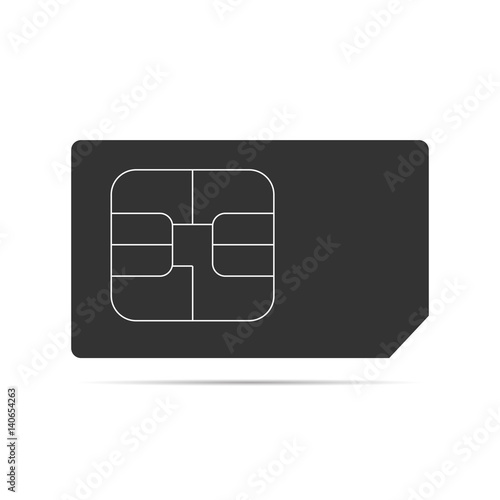 Black SIM card isolated on white background . Simple web icon in vector.
