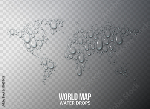 World map from water drops
