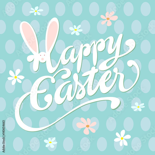 happy easter with bunny. Hand made vector illustration