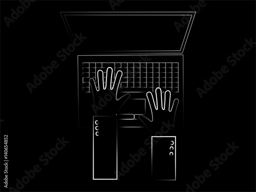 vector of user's hands typing on a laptop