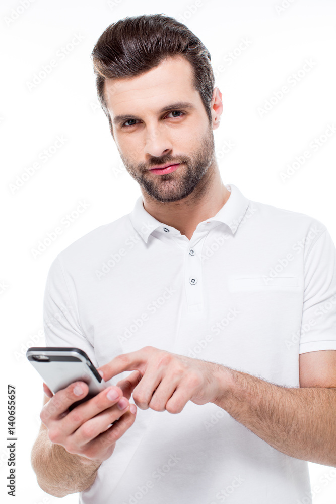 Man using smartphone Man using smartphone