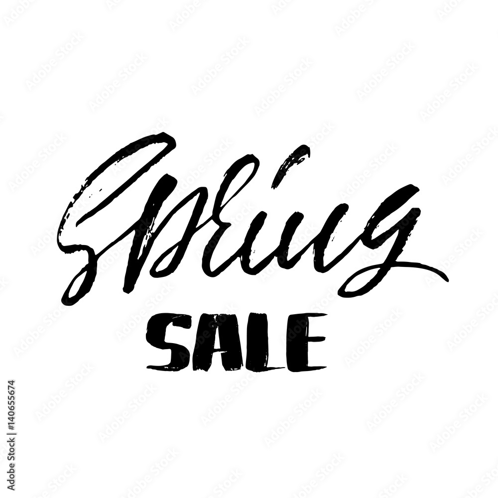 Handwritten lettering. Spring sale. Hand drawn calligraphy letters. Vector illustration. Typography poster. Handwritten lettering. Spring sale. Hand drawn calligraphy letters. Vector illustration. Typography poster.