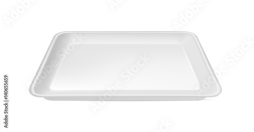 White empty plastic container for food. Packaging for meat, fish and vegetables