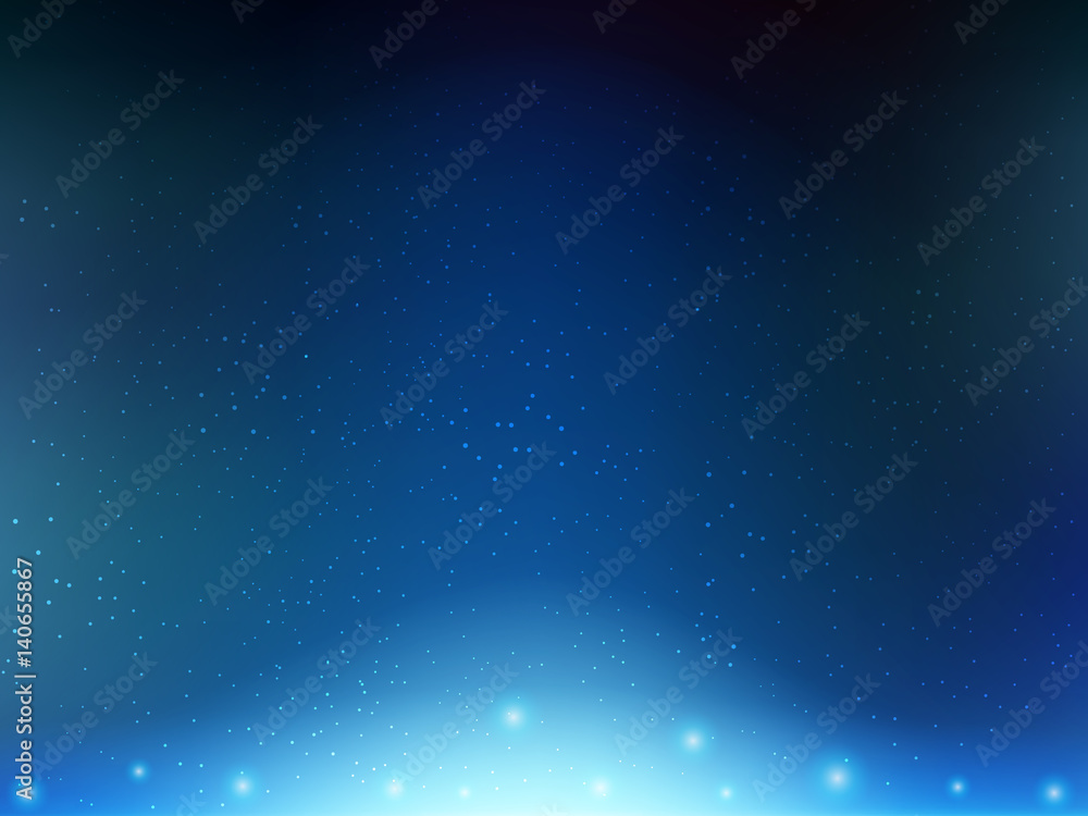 Obraz premium Vector Cosmology Illustration with Universe, Galaxy, Planets and Stars.Space with stars. Abstract background. Night sky vector illustration