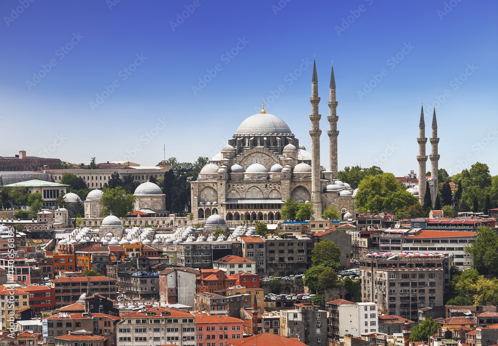 Obraz premium View of Istanbul and the mosque of Sulaymaniyah, Istanbul, Turkey
