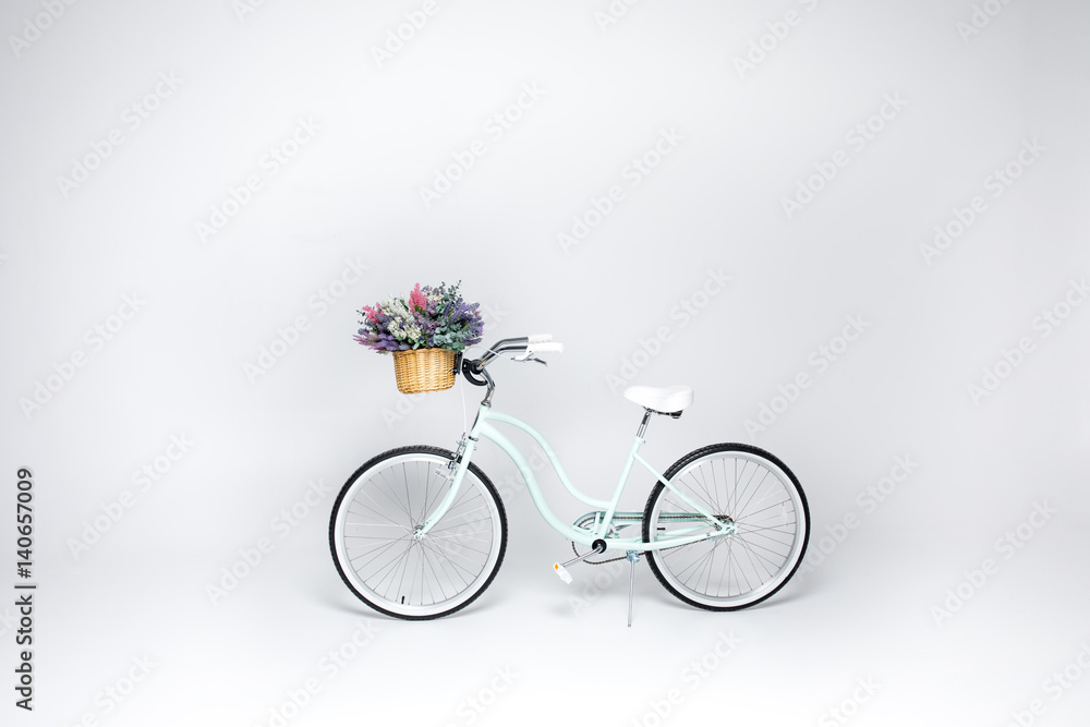 Hipster bicycle with flower basket