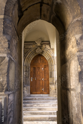 Side entrance to St. Vitus cathedral from within the castle in Prague. © Wanderers Passion