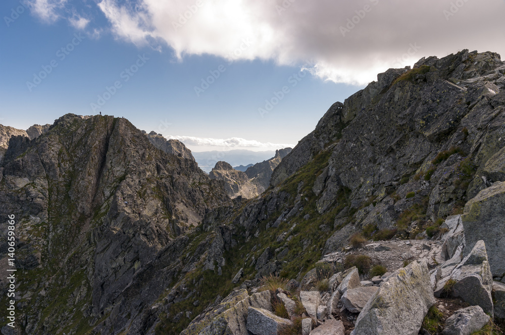 Landscape of Orla Perc most difficult trail in the High Tatra Mountains.