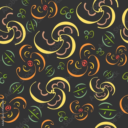 Peculiar seamless pattern with flowers leaves vector. Used for summer spring backgrounds