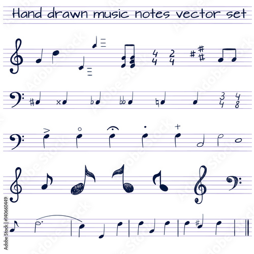 Hand drawn VECTOR set of music notes