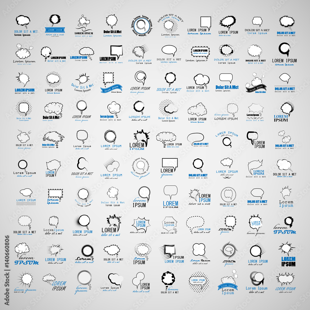 Speech Bubbles Set Isolated On Gray Background,Vector Illustration ...