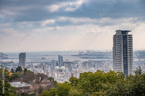 Aerial view of Kobe city in Japan