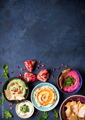 Colorful hummus bowls