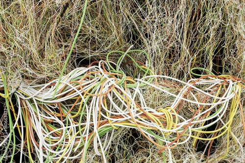 Tangle of electrical cables