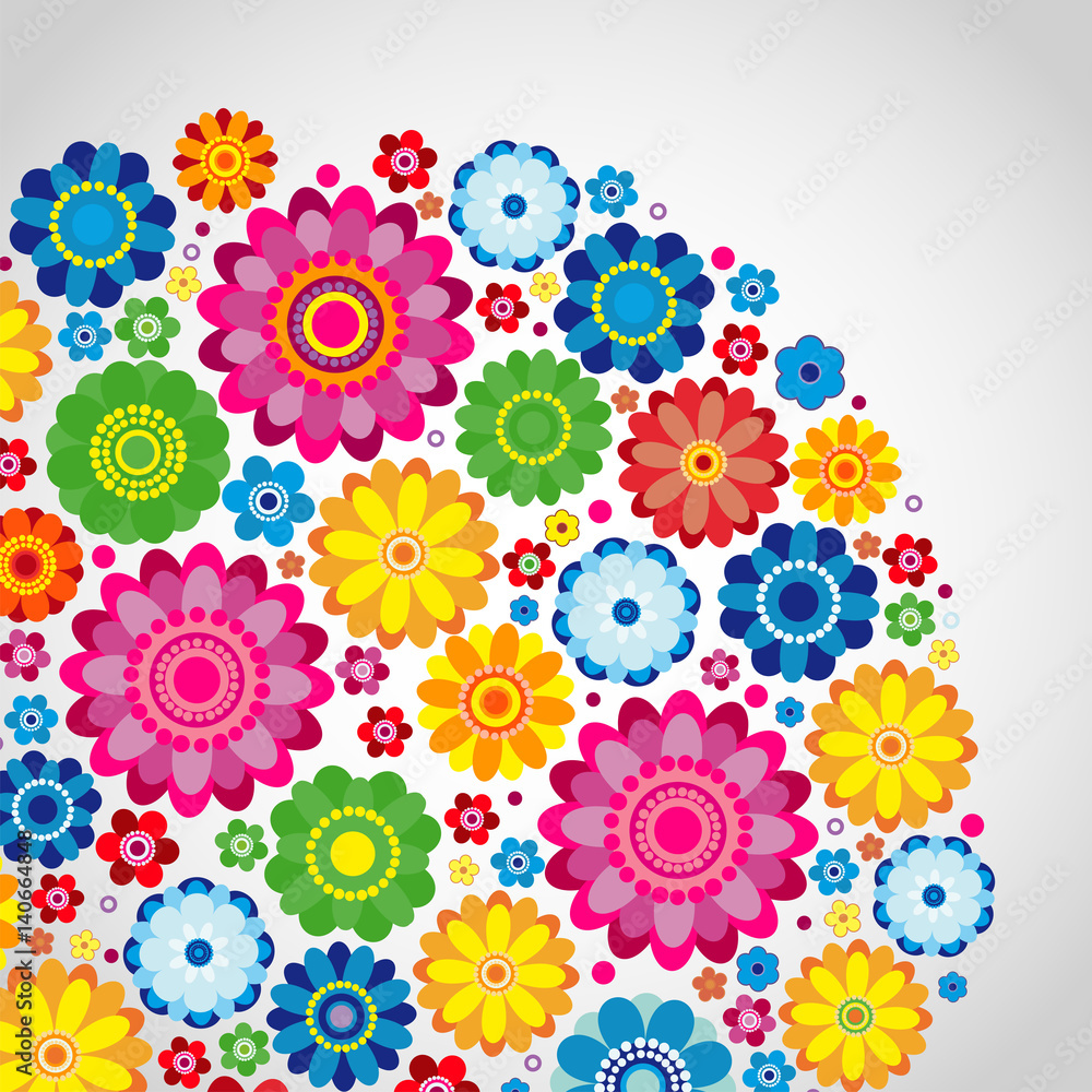 Fototapeta premium Flowers spring design on a white background, floral illustration.
